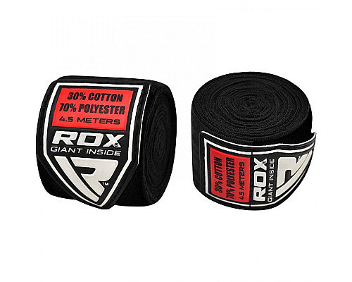 Бинти для боксу RDX 10401 Fibra 4.5 м, чорні