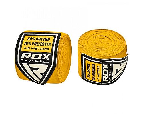 Бинти для боксу RDX 10406 Fibra 4.5 м, жовті