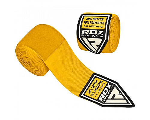 Бинти для боксу RDX 10406 Fibra 4.5 м, жовті