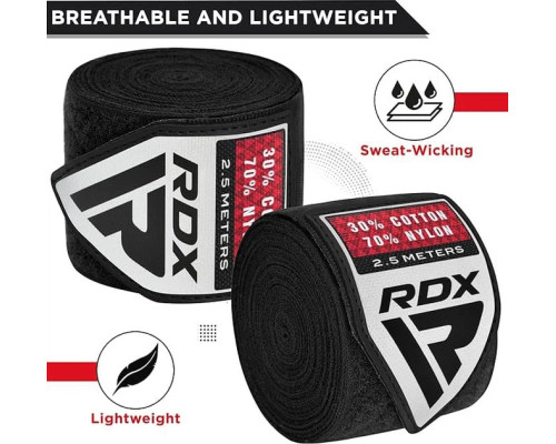 Бинти RDX HAND WRAPS 2,5 м,, чорно-білі