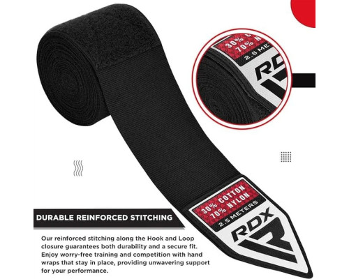 Бинти RDX HAND WRAPS 2,5 м,, чорно-білі