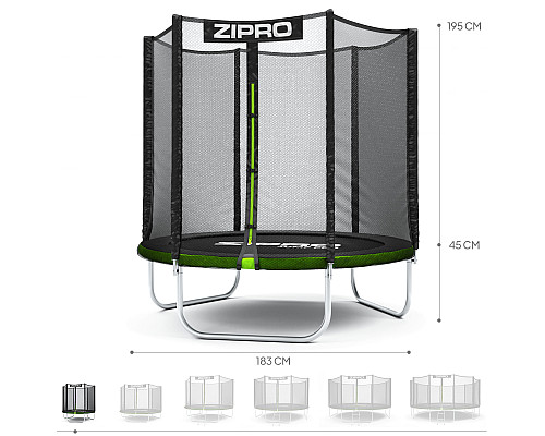 Садовий батут Zipro Jump Pro із зовнішньою сіткою 6 футів 183 см Садовий батут Zipro Jump Pro із зовнішньою сіткою 6 футів 183 см