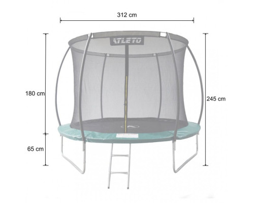 Батут дитячий 312 см з внутрішньою сіткою та драбинкою Atleto зелений + в подарунок м'ячик