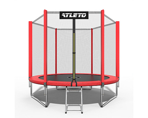 Батут Atleto 42400445 з зовнішньою сіткою 252 см червоний
