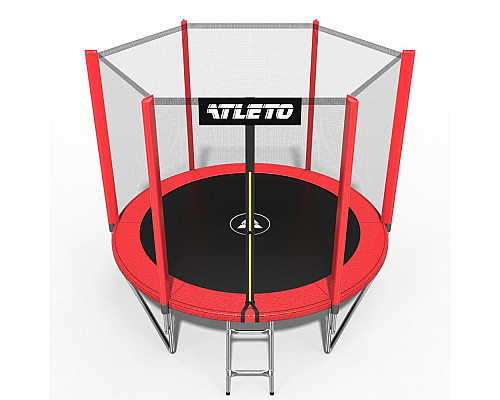 Батут Atleto 42400445 з зовнішньою сіткою 252 см червоний