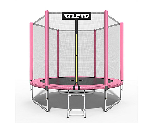 Батут Atleto 42400446 з зовнішньою сіткою 252 см рожевий
