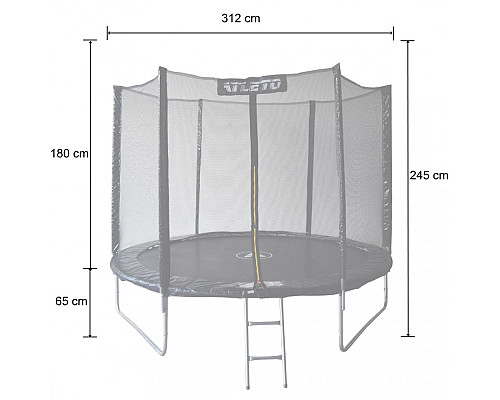 Батут дитячий з сіткою та драбинкою 312 см Atleto чорний + подарунок м'ячик