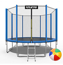 Батут Atleto 42400458 з зовнішньою сіткою 374 см синій
