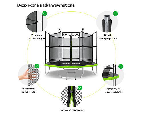 Садовий батут Zipro Jump Pro з внутрішньою сіткою 8 футів 252 см Садовий батут Zipro Jump Pro з внутрішньою сіткою 8 футів 252 см