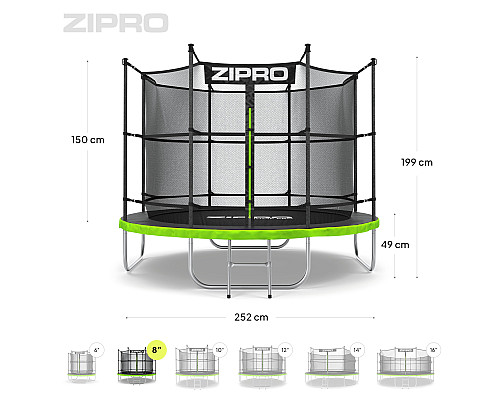 Садовий батут Zipro Jump Pro з внутрішньою сіткою 8 футів 252 см Садовий батут Zipro Jump Pro з внутрішньою сіткою 8 футів 252 см