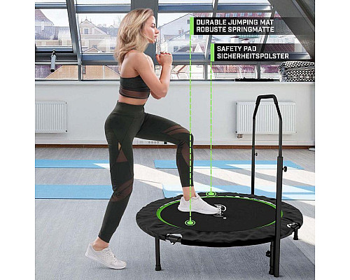 Батут для фітнесу Physionics JG86931 з поручнем 3,5 футів 101 см чорно-зелений