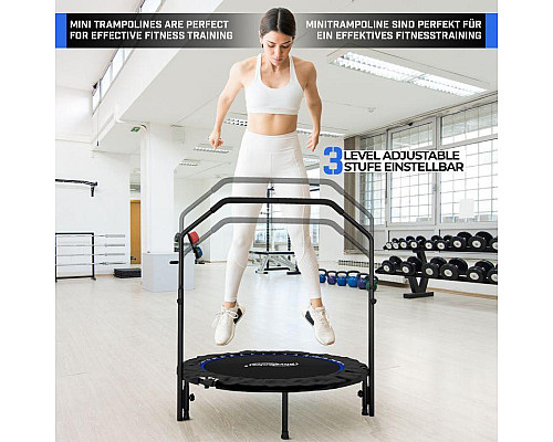 Батут для фітнесу Physionics JG86914 з поручнем 3,5 футів 101 см чорно-синій