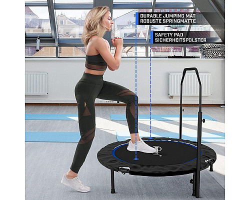 Батут для фітнесу Physionics JG86914 з поручнем 3,5 футів 101 см чорно-синій