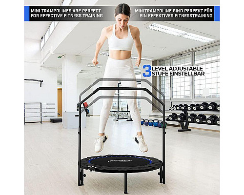 Батут для фітнесу Physionics JG86914 з поручнем 3,5 футів 101 см чорно-синій
