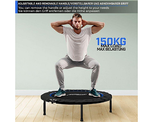 Батут для фітнесу Physionics JG86914 з поручнем 3,5 футів 101 см чорно-синій