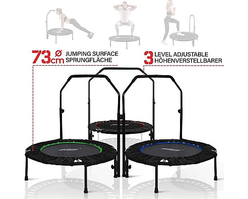 Батут для фітнесу Physionics JG86932 з поручнем 3,5 футів 101 см чорно-червоний