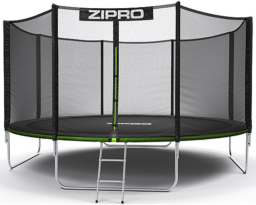 Батут Zipro Jump Pro з зовнішньою сіткою 14 футів 435 см чорно-зелений