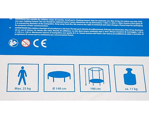 Батут Hudora Safety з внутрішньою сіткою 4.5 футів 140 см блакитно-зелений