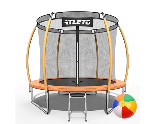 Батут Atleto 42400467 з внутрішньою сіткою 252 см помаранчеий Батут Atleto 42400467 з внутрішньою сіткою 252 см помаранчеий