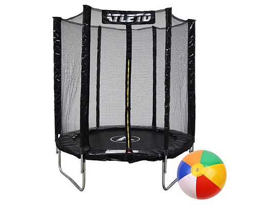 Батут Atleto 42400450 з зовнішньою сіткою 183 см чорний