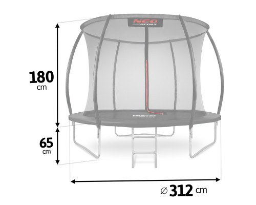 Батут садовий профільований 10 футів/ 312 см з сіткою Neo-Sport