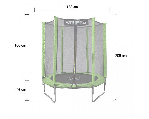 Батут Atleto 42400451 з зовнішньою сіткою 183 см зелений