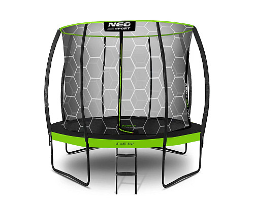 Батут Neo-Sport з внутрішньою сіткою 8 футів  252 см чорно-зелений
