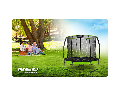 Батут Neo-Sport з внутрішньою сіткою 8 футів  252 см чорно-зелений
