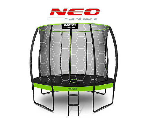 Батут Neo-Sport з внутрішньою сіткою 8 футів  252 см чорно-зелений