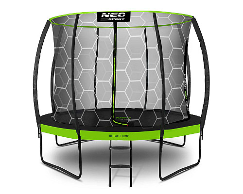 Батут Neo-Sport з внутрішньою сіткою 10 футів 312 см чорно-зелений