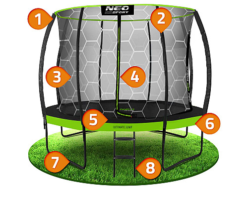 Батут Neo-Sport з внутрішньою сіткою 10 футів 312 см чорно-зелений