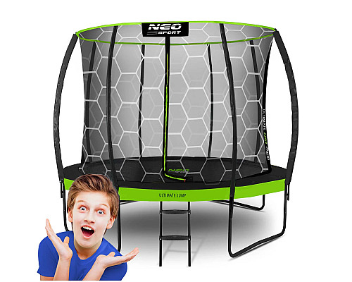 Батут Neo-Sport з внутрішньою сіткою 10 футів 312 см чорно-зелений