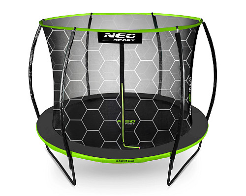 Батут Neo-Sport з внутрішньою сіткою 10 футів 312 см чорно-зелений