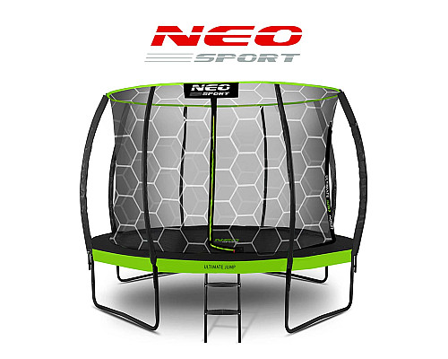 Батут Neo-Sport з внутрішньою сіткою 12 футів 374 см чорно-зелений