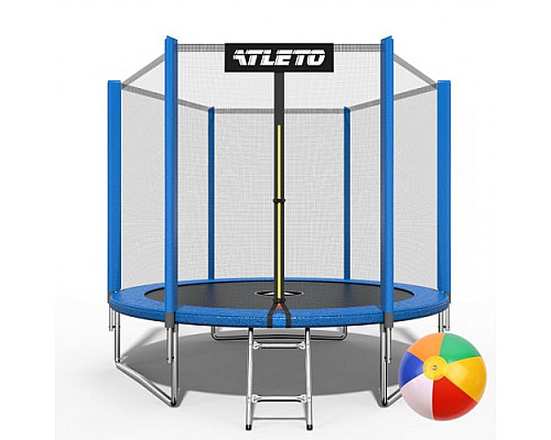 Батут Atleto 42400442 з зовнішньою сіткою 252 см синій