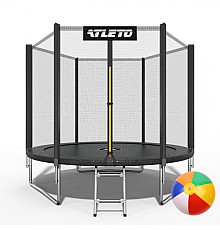 Батут Atleto 42400443 з зовнішньою сіткою 252 см чорний