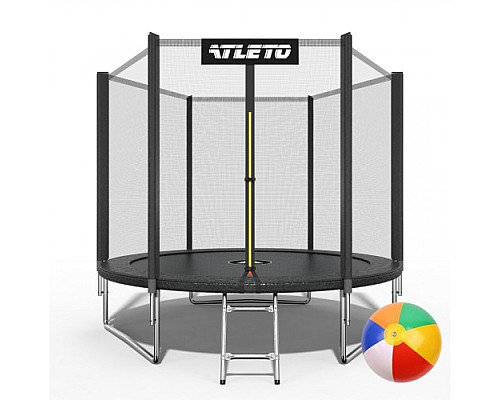 Батут Atleto 42400443 з зовнішньою сіткою 252 см чорний