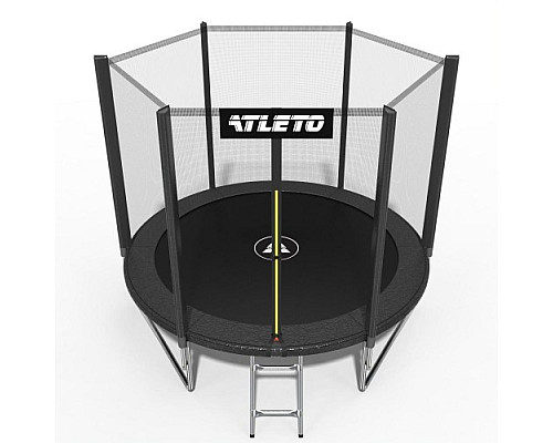 Батут Atleto 42400443 з зовнішньою сіткою 252 см чорний
