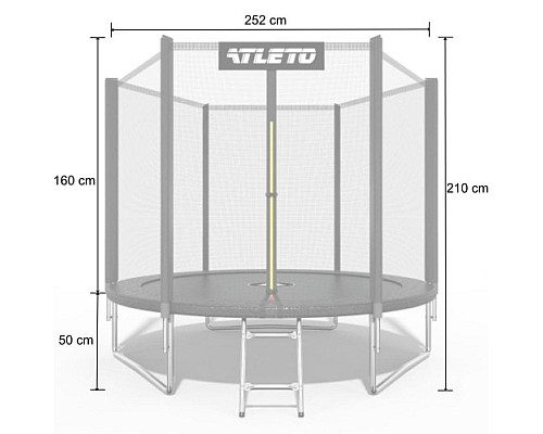 Батут Atleto 42400443 з зовнішньою сіткою 252 см чорний