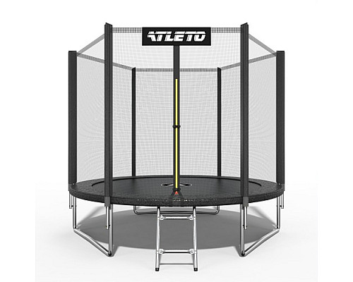 Батут Atleto 42400443 з зовнішньою сіткою 252 см чорний