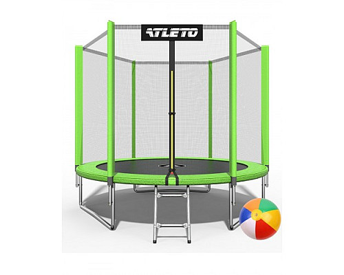 Батут Atleto 42400444 з зовнішньою сіткою 252 см зелений