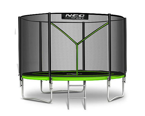 Батут Neo-Sport з зовнішньою сіткою 10 футів 312 см чорно-зелений
