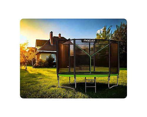 Батут Neo-Sport з зовнішньою сіткою 10 футів 312 см чорно-зелений