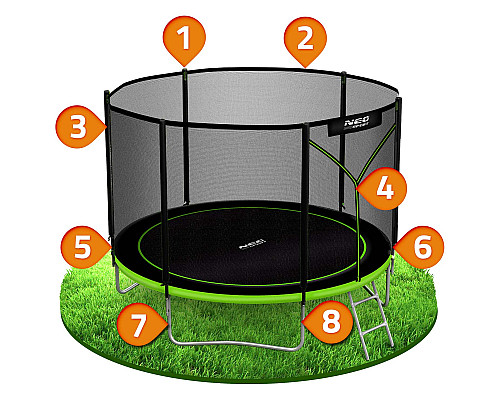 Батут Neo-Sport з зовнішньою сіткою 10 футів 312 см чорно-зелений