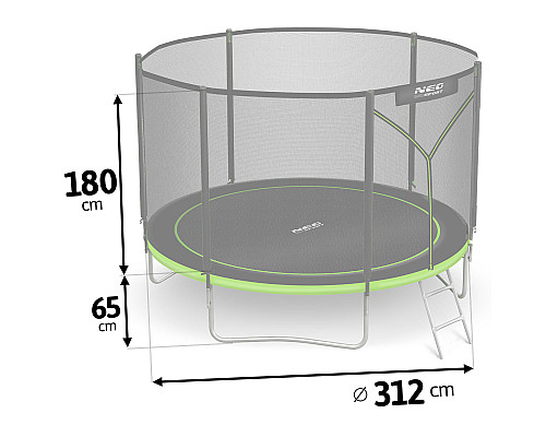 Батут Neo-Sport з зовнішньою сіткою 10 футів 312 см чорно-зелений