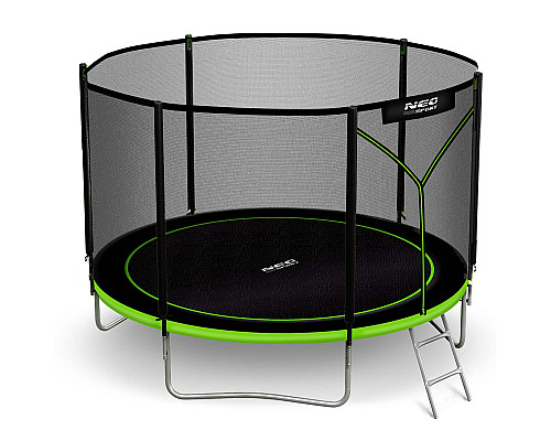 Батут Neo-Sport з зовнішньою сіткою 10 футів 312 см чорно-зелений