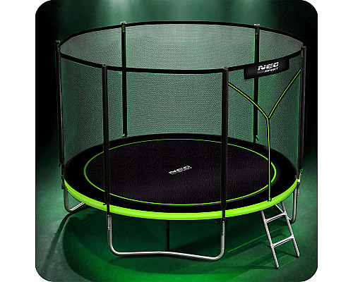 Батут Neo-Sport з зовнішньою сіткою 10 футів 312 см чорно-зелений