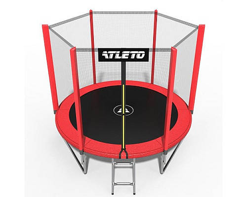 Батут Atleto 42400445 з зовнішньою сіткою 252 см червоний