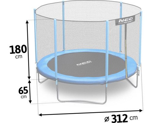 Садовий батут Neo-Sport NS-10Z181 з відкритою сіткою 10 FT 312 см