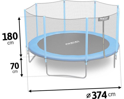 Садовий батут Neo-Sport NS-12Z181 з сіткою для вулиці 12,5 FT 374 см